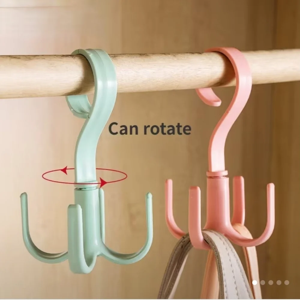 Rotating Hanging 4 Hook Organizer - Light Pink New In Package